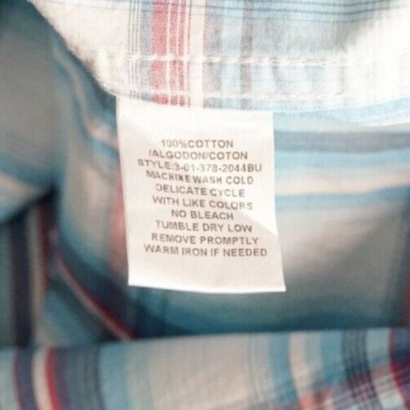 ROPER Men's Shirt Size 2XL Wear The West Plaid Blue Plaid Blue Button Down - Picture 6 of 6